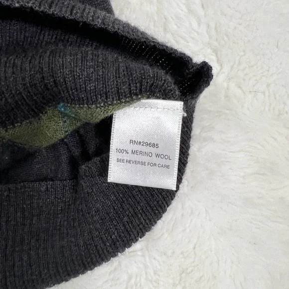 Women's Pendleton Gray & Olive Green Argyle Merino Wool Pullover Sweater Size S - Picture 7 of 8